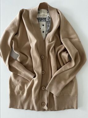 All:Row Women’s Oversized Button Down Taupe Cardigan Sweater, Size S/M